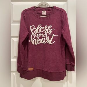 Marley Lilly- Burgundy “Bless Your Heart” Corded Sweatshirt- Size Medium